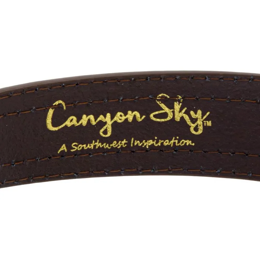 Canyon Sky Men's Southwestern Style Embossed Burnished Brown Leather Belt, 40